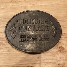 Solid Brass NRA Belt Buckle: NO MORE GUN LAWS. 2nd Amendment-By Norman Foundry