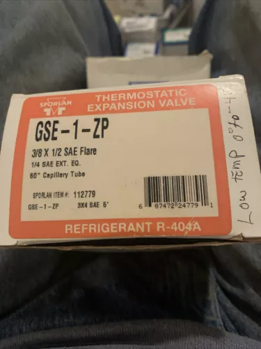Sporlan GSE 1 ZP Expansion Valve 3/8 1/2 Flare 1 Ton Low Temp 404 502 112779 NIB