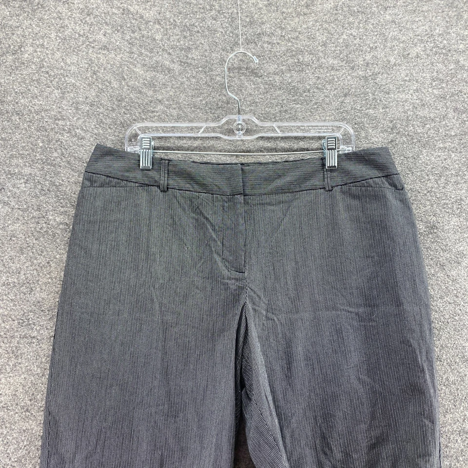 Apt. 9 Pantalones Cortos Mujer 14 Gris Rayas Tiro Alto Bermudas Frente Plano Algodón Bolsillos Foto 3 de 4