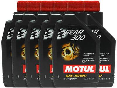 (6x) MOTUL 1L GEAR 300 100% SYNTHETIC 75W90 TRANSMISSION DIFFERENTIAL OIL FLUID