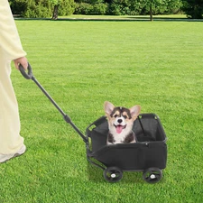 Carbon Steel Folding Dog Cart Pet Stroller for Travelling Dog Stroller 4 Wheels