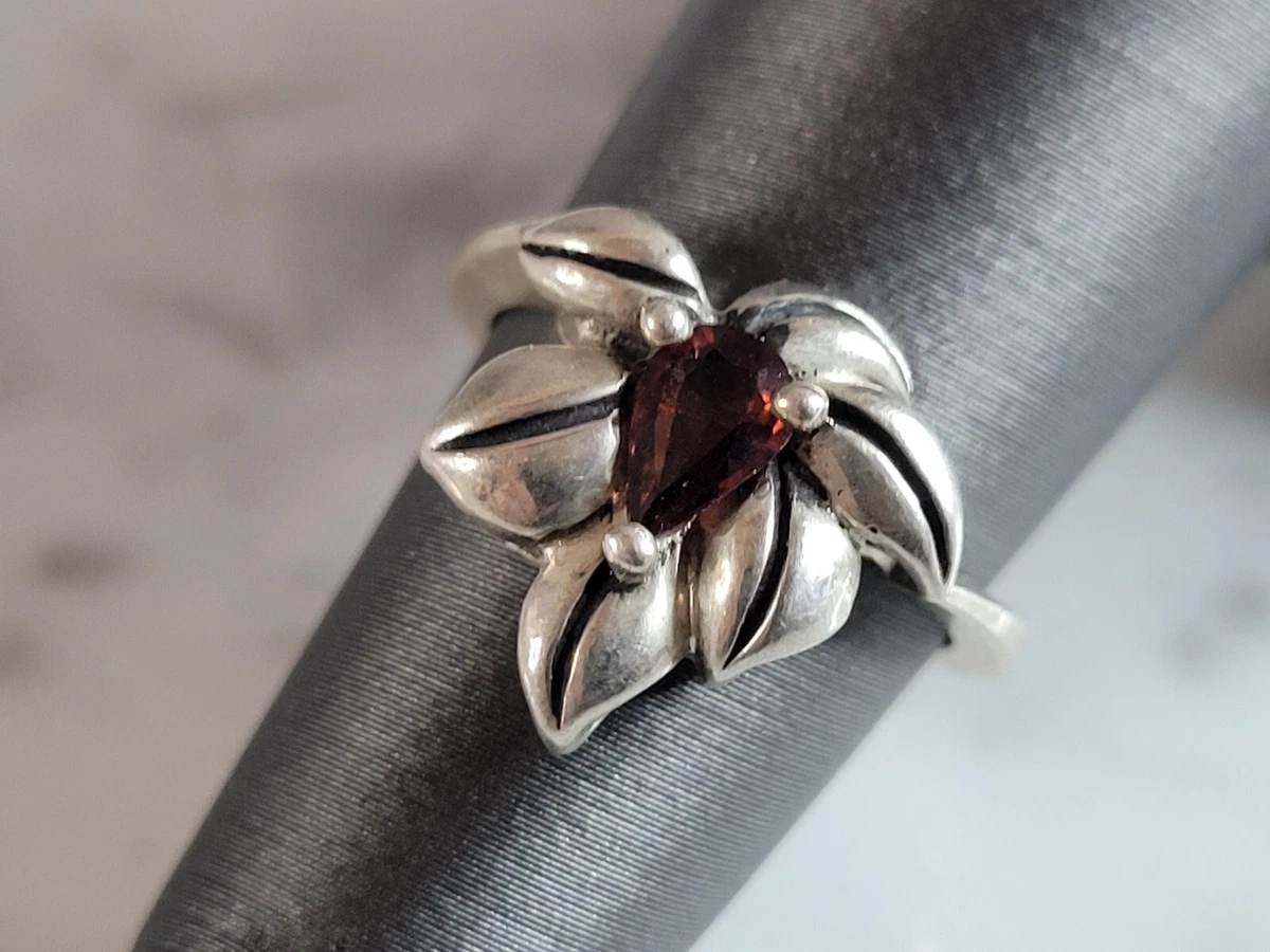 Womens Vintage Estate Sterling Silver Garnet Colored Diamonique
