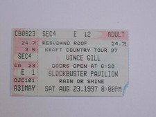 Vince Gill Blockbuster Pavilion Charlotte NC Vintage Ticket Stub August 23 1997