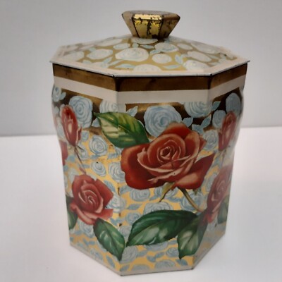 Retro Vintage achteckige Markenlose Dose Leerdose Dose Rosen Alt Deko