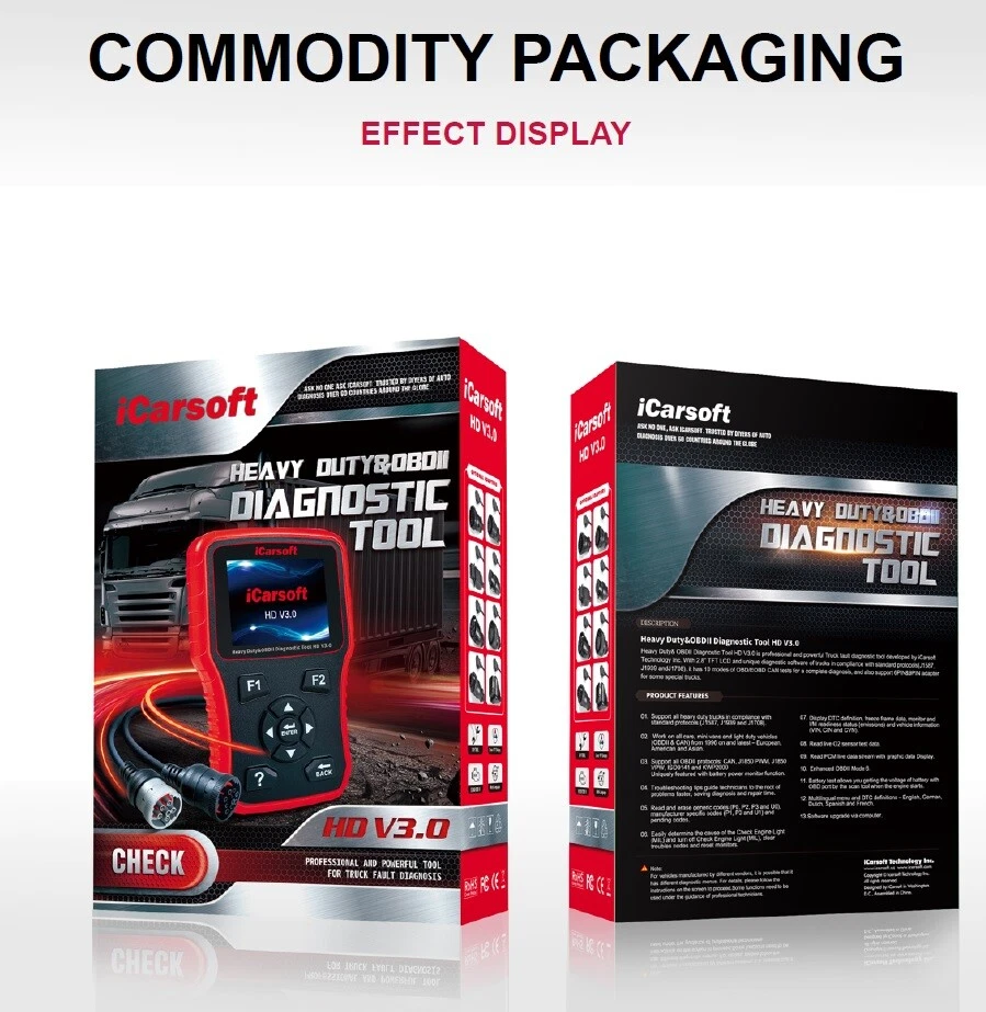 Nuevo 2025 OBD Herramientas de Diagnóstico iCarsoft HD V3.0 para Bus Camiones - Imagen 2 de 4