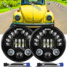 2pcs Fit Vw Beetle 1967-1979 7inch Round Led Headlights Red Halo Drl Hilo Beam 2pcs Fit Vw Beetle 1967-1979 7inch Round Led Headlights Red Halo Drl Hilo Beam