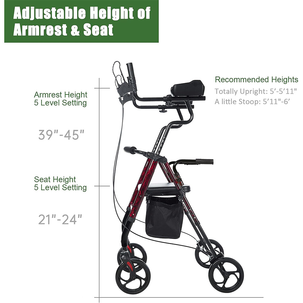 BEYOUR WALKER Upright Walker Rollator Walker Medical Aid Seat Back