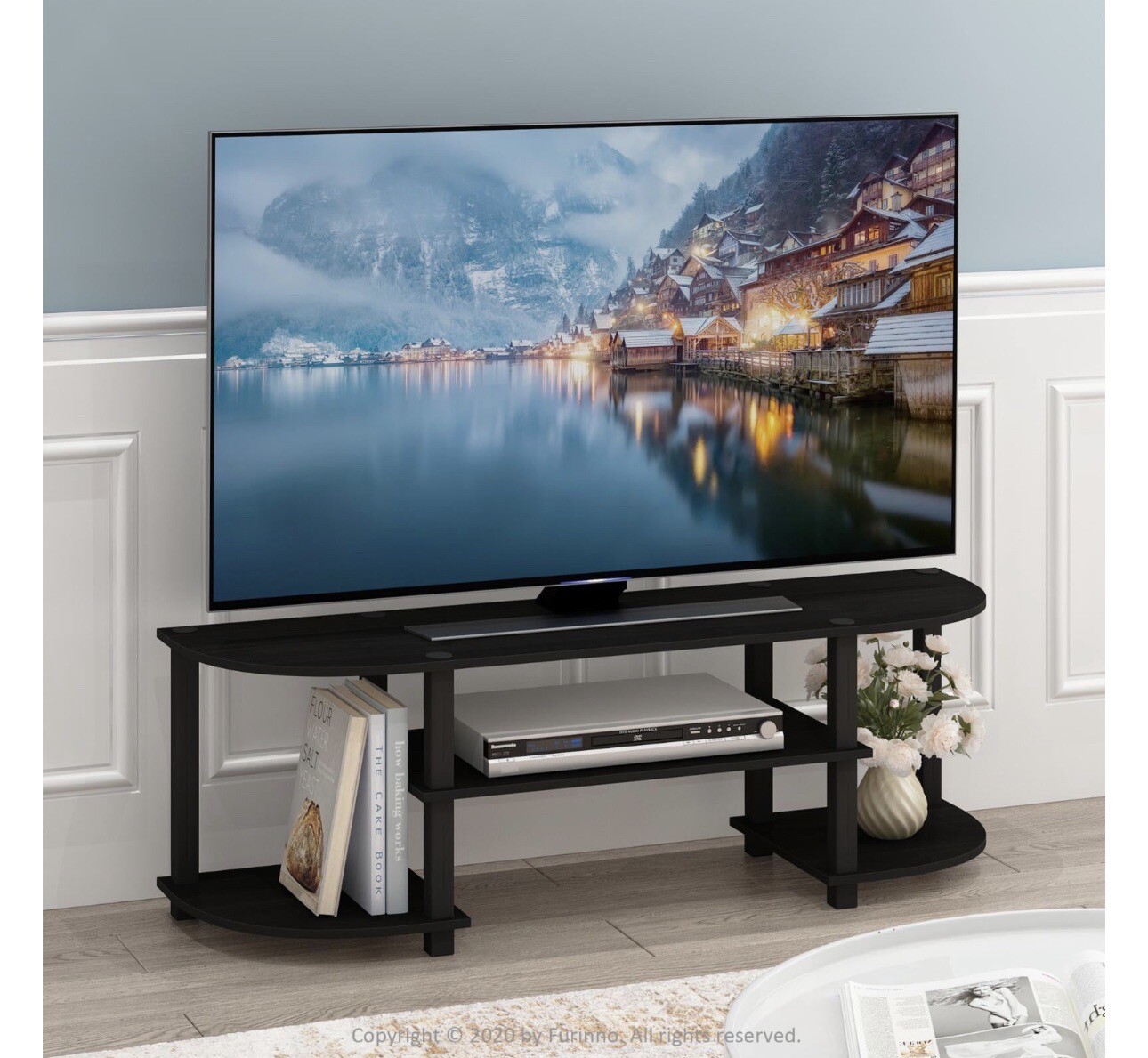 Furinno Turn-S-Tube Wide TV Entertainment Center -Black/Black(11058BK/BK )