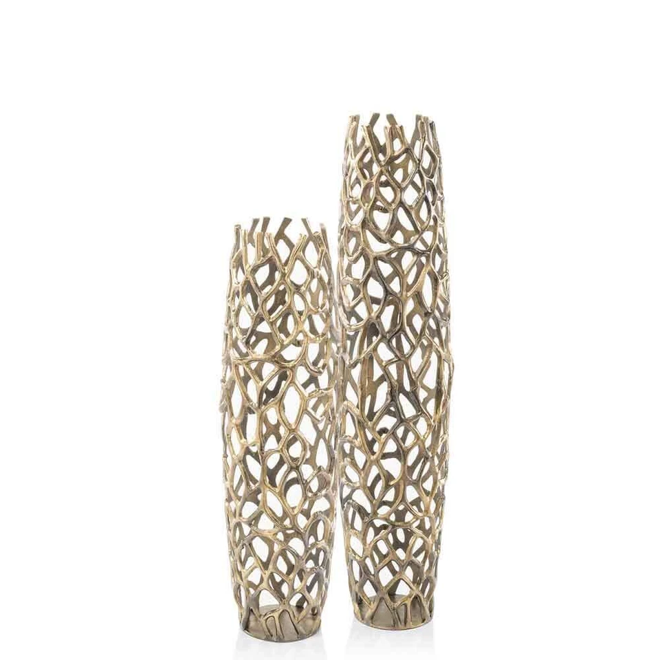 32 Aluminum Gold Twigs Cylinder Floor Vase - Image 2 of 4