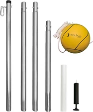 Sports Compact Tetherball Set for Outdoor Backyard with Ball and Rope Set, 9' Me