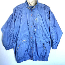 Vintage 80s Be In The Current Seen Womens M Blue Windbreaker Jacket Pockets
