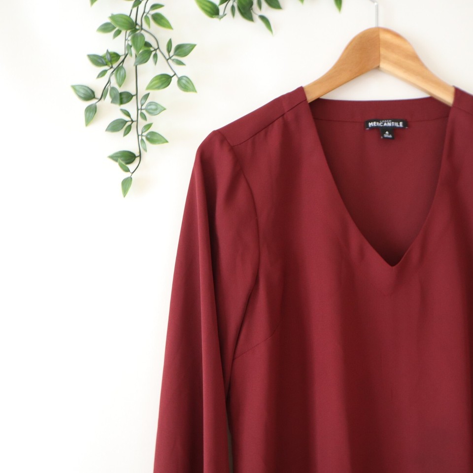 J.Crew Women's Dark Purple V Neck Polyester Bow Sleeve Top Size 4 eBay