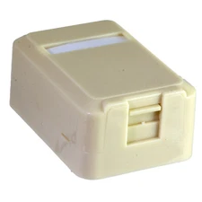  100- 1 PORT SURFACE MOUNT BOX RJ45 KEYSTONE JACK IVORY  TUFF JACKS QUALITY