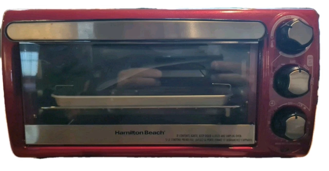 Hamilton Beach Toaster Oven 4 Slice with 5 Cooking Modes Black Red #31146 Pizza