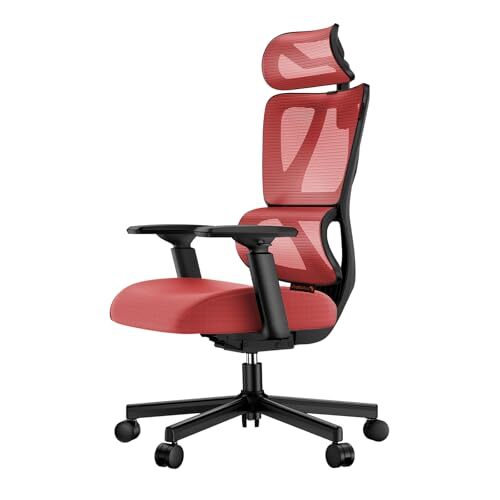 Ergonomic Office Chair with 30% Thicker Saddle Shaped Spring Cushion, Red-image