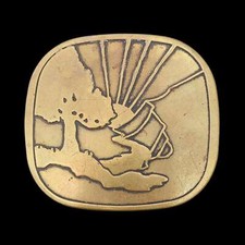 Hippie Nature Tree Valley Stream Solid Brass Trinity Buckle Vintage Belt Buckle