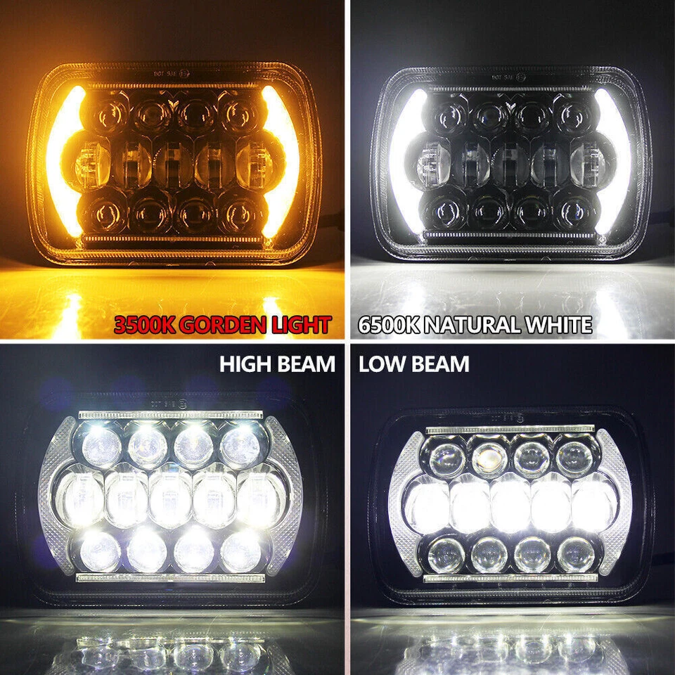 Par de faros LED cuadrados 120W 5x7 7x6 Hi-Lo DRL para Ford F650 F750 F-250 L9000 Foto 4 de 4