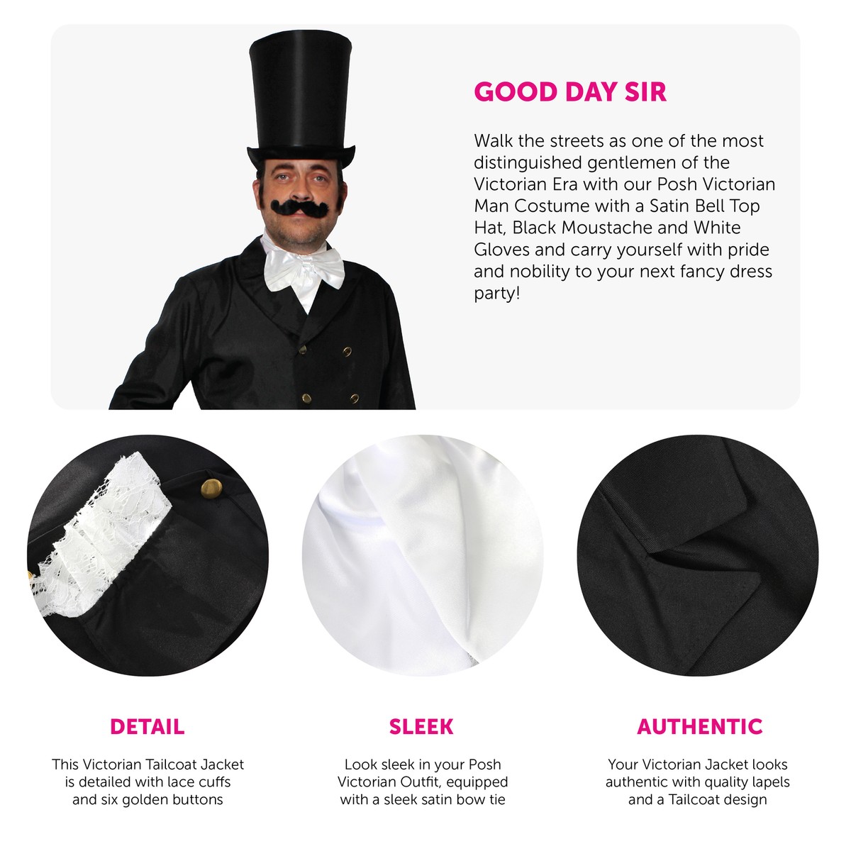 POSH VICTORIAN MAN CHRISTMAS CAROLLER DICKENSIAN GENTLEMAN FANCY DRESS  COSTUME