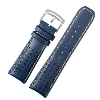 アクセサリー Double buckle watch belt GENUINE LEATHER WATCH BAND FOR CITIZEN PROMASTER SKYHAWK BLUE