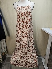 Universal Thread Goods Brown Floral Maxi Sun Dress Spaghetti Strap Size XS NWT