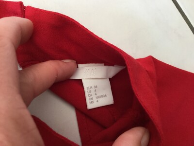Robe H&M Taille 34 Rouge - Style Chemisier - Longueur Genou - Occasion Très Bon état