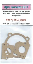 Aftermarket 3pc Gasket SET fits YS 61 LS Engine-NIP