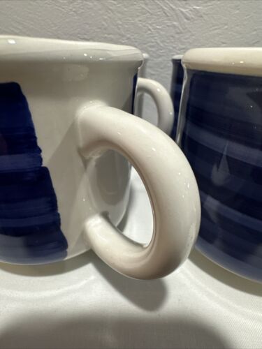 Furio Italian Pottery Blue & Creme Striped 8 Coffee Mugs Made Italy - Picture 12 of 18