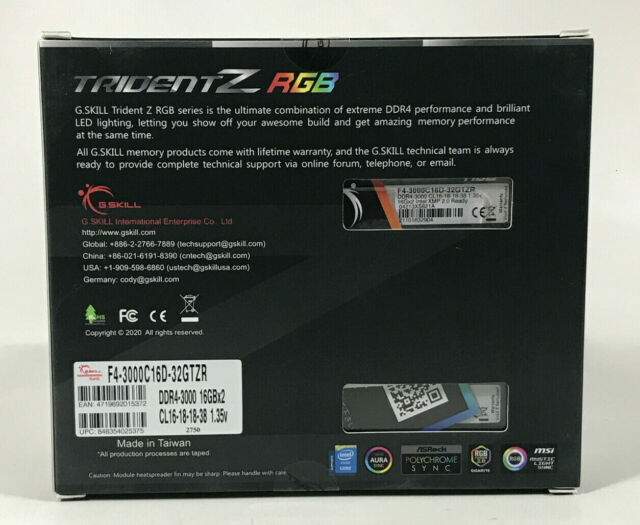 G.SKILL TridentZ RGB Series 32GB 288-Pin DDR4 Desktop Memory for 