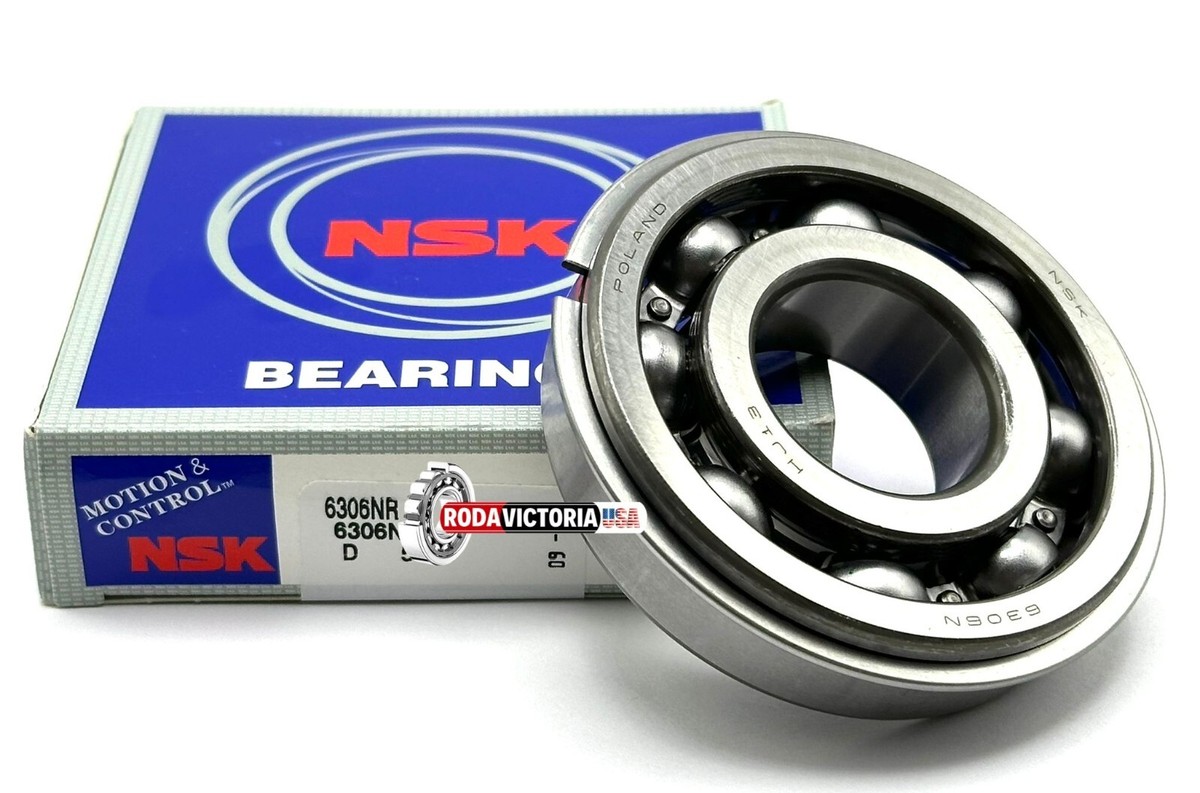NSK 6306 NR BALL BEARING, OPEN TYPE, NO SEALS + SNAP RING 30x72x19