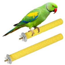 Bird Cage Perch Parrot Grinding Claw Sticks 6/8 Inch Wooden Yellow 2Pcs