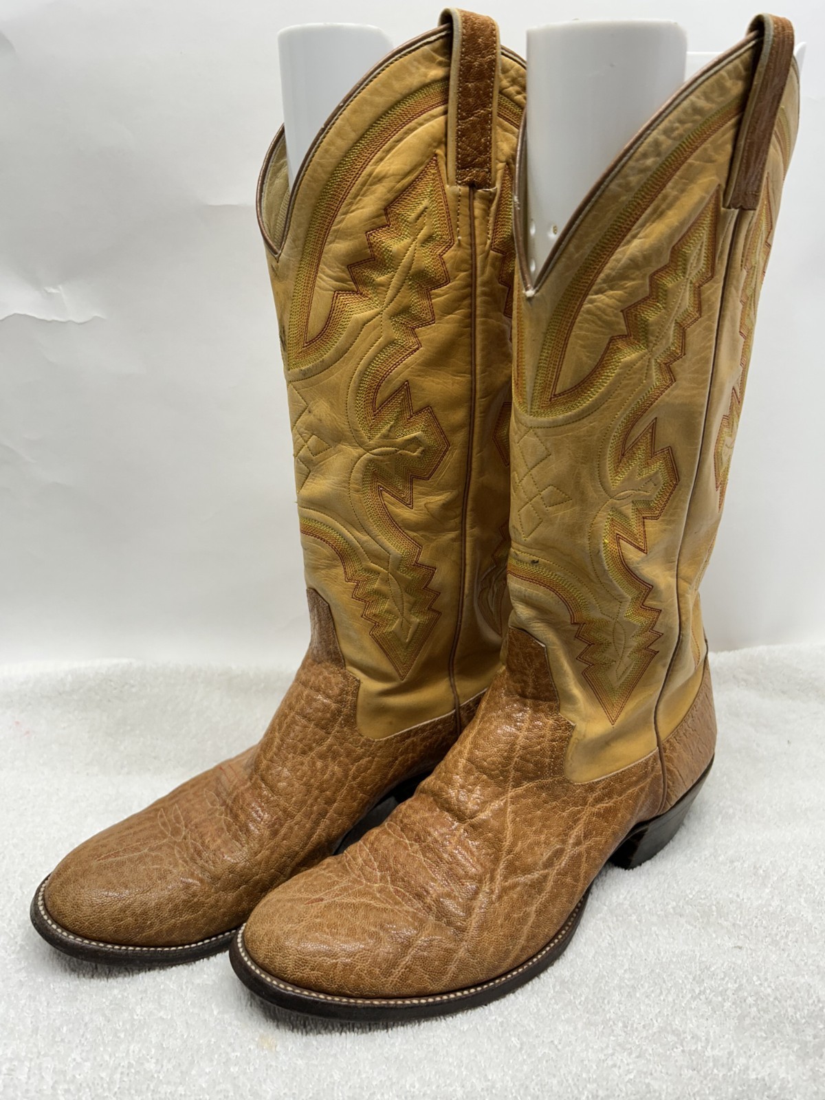 Rios De Mercedes Mens Size 10.5 Narrow Fit Beige Elephant Print Western Boots