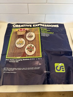 Creative Expressions 1052 Petite Hanging Baskets Crewel Kit - Opened