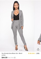 Fashion Nova Black/White Houndstooth 2-Piece Pant Suit Set Size S Stretch Small