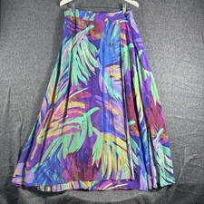 Surroundings Reethi Bay Tropical Palms Colorful Faux Wrap Maxi Skirt Sz M Resort