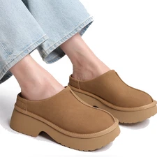 Women Slip On Platform Faux Suede Mule Shoes Comfortable House Slipper Shoes