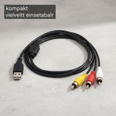 USB-auf-3RCA-Kabel 1,5m Cinch-Stecker Audio Video Composite Adapter M/M
