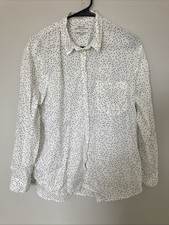 Madewell Oversized White W/Black Mini Polka Dot Long Sleeve Button Up Shirt L
