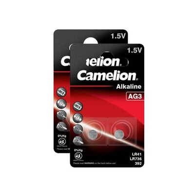 2x 2er Blister Camelion Knopfzellen Uhren Batterien AG3 Alkaline LR41 392 LR736