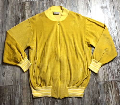 Saint Laurent, Vintage Yves Saint Laurent YSL Velour Zip Jacket - Gold - Size M [p2p 22'']