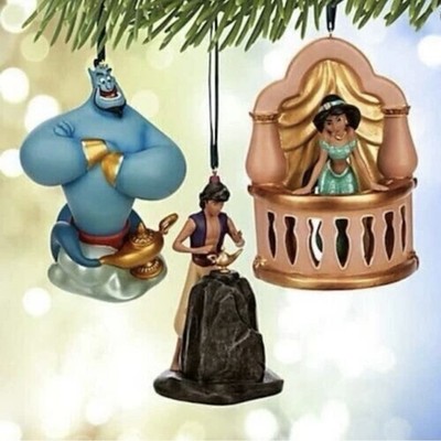 Disney Aladdin Limited Edition 1000 Art Jasmine Christmas Ornament Set Genie D23