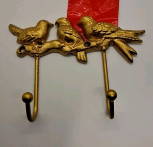 Cast Iron Brass Bird Kitchen Towel/Apron. Two Hook Home Decor (#2)