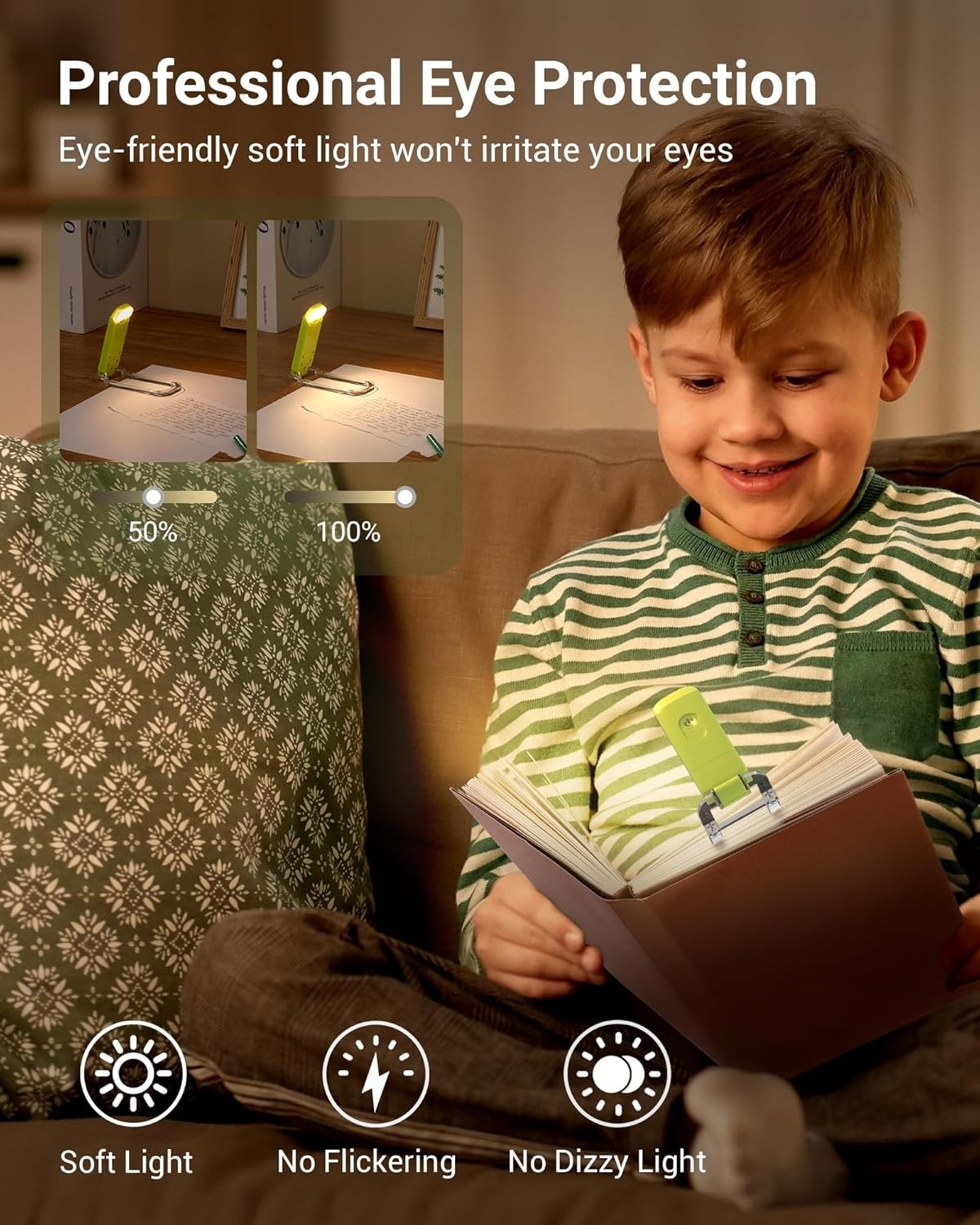 USB Rechargeable Book Reading Light with Clip, LED Clip on Book Light for Rea...