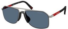 Prada Linea Rossa PS B 51 S Gunmetal / Dark Blue 5AV06A Size 56 Sunglasses