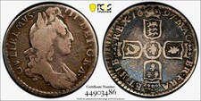 6 Pence 1697 Draped Bust Of King William II England (United Kingdom) F15 PCGS !!
