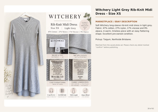Witchery Light Grey Rib Knit Midi Dress Size XS Alpaca Blend Long Sleeve