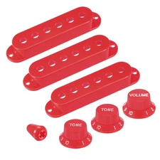 Guitar Pick Up Cover Single Coil Cover Switch Tip 1 Volume 2 Tone Knob Red