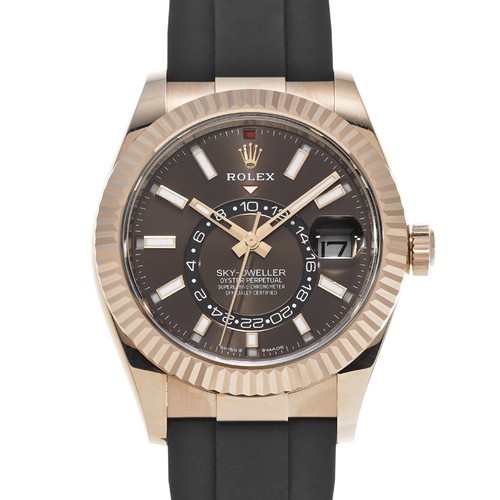 Rolex Sky-Dweller Dual Timezone Oysterflex Chocolate Dial Rose