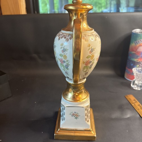 Antique Hand Painted Porcelain Lamp , Double  Handles  - Picture 4 of 6