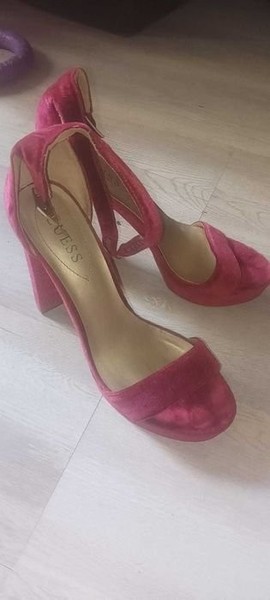 Women Guess Heels Burgundy Textile 41