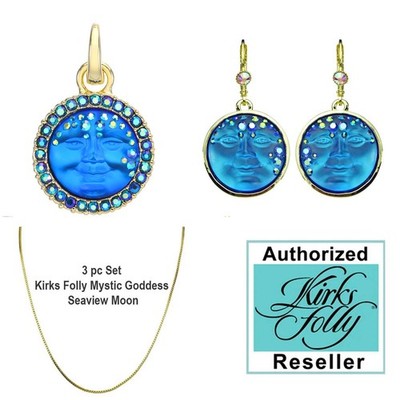 Kirks Folly Mystic Goddess Seaview Moon 18mm Open Ring Charm GT Blue Set D #105